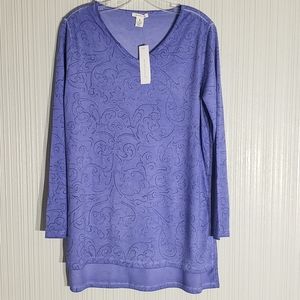 Westbound Long Sleeve Blue/Black Knit Top, sz M